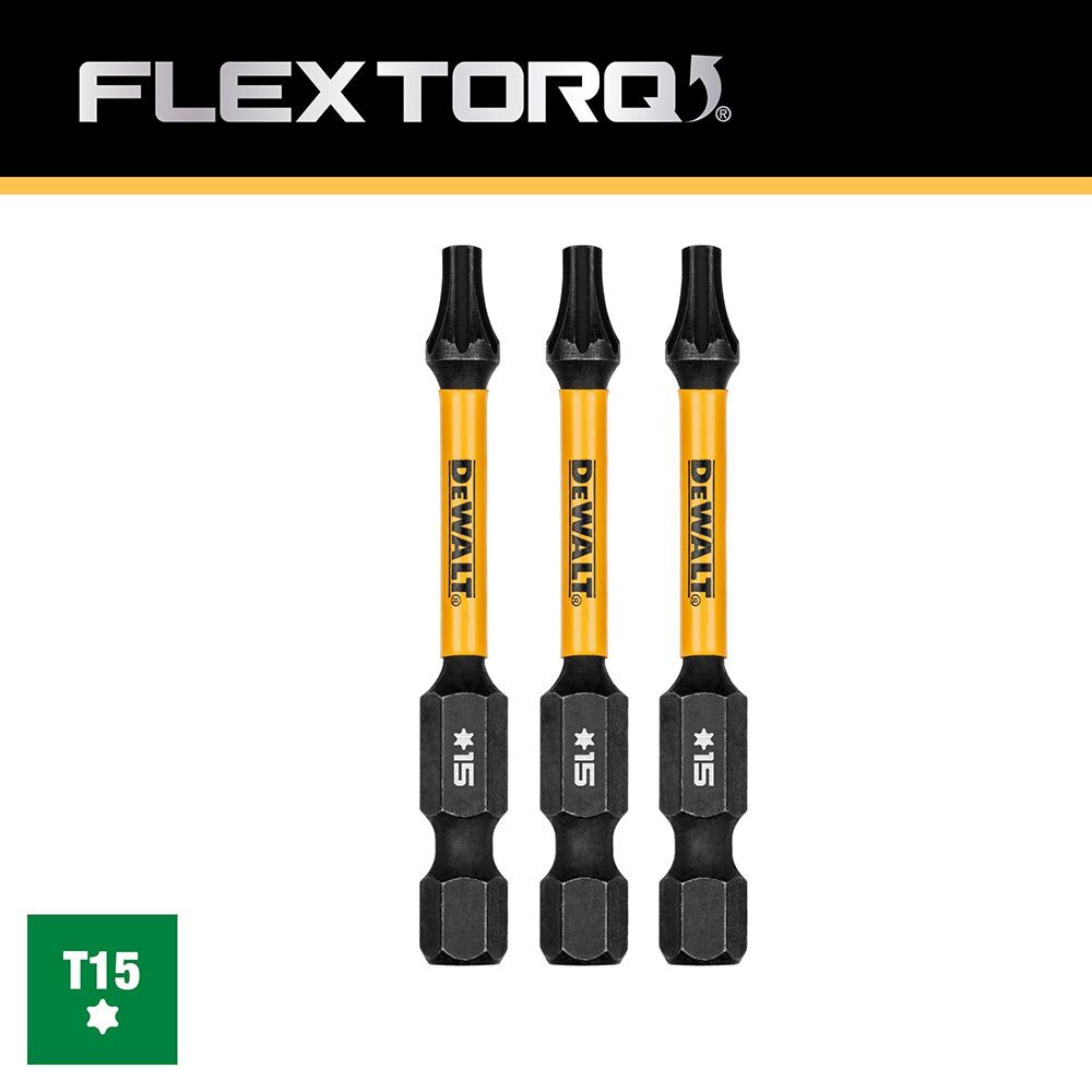DeWalt DWAF2TX15IR3 T15 FLEXTORQ 1/4 x 2.25in Impact Driver Bits, 3-Pack