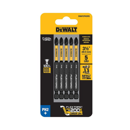 DeWalt DWAF3PH2IR5 PH2 FLEXTORQ  1/4 x 3-1/2in Impact Driver Bits, 5-Pack