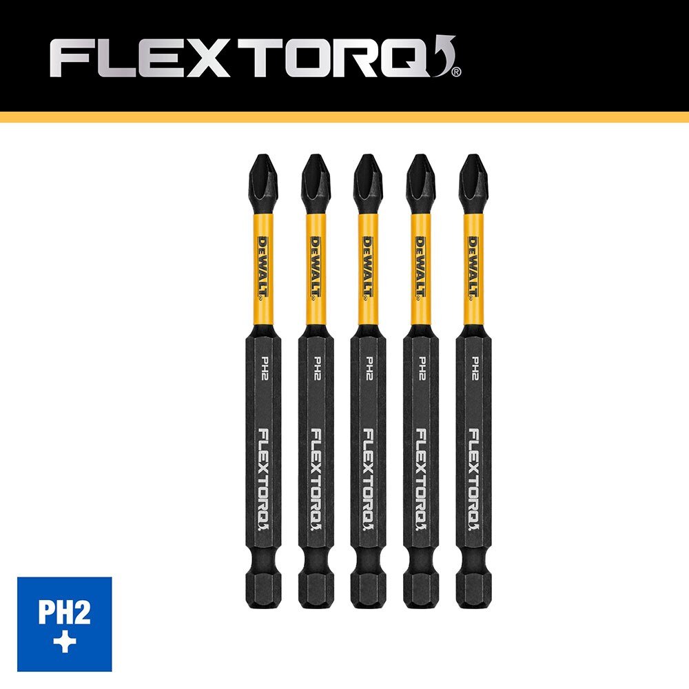 DeWalt DWAF3PH2IR5 PH2 FLEXTORQ  1/4 x 3-1/2in Impact Driver Bits, 5-Pack