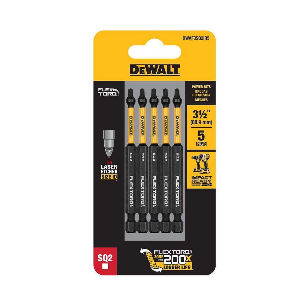 DeWalt DWAF3SQ2IR5 SQ2 FLEXTORQ  1/4 x 3-1/2in Impact Driver Bits, 5-Pack