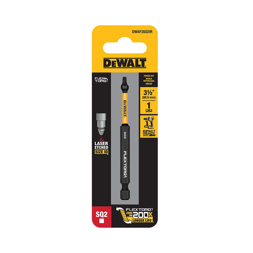 DeWalt DWAF3SQ2IR  SQ2 FLEXTORQ 1Pc 1/4 x 3-1/2in Impact Driver Bit