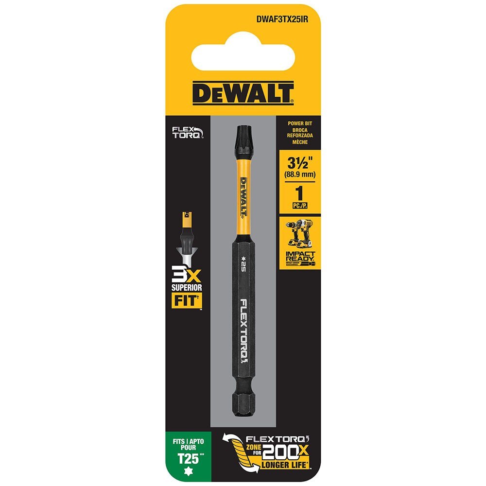 DeWalt DWAF3TX25IR T25 FLEXTORQ 1Pc 1/4 x 3-1/2in Impact Driver Bit