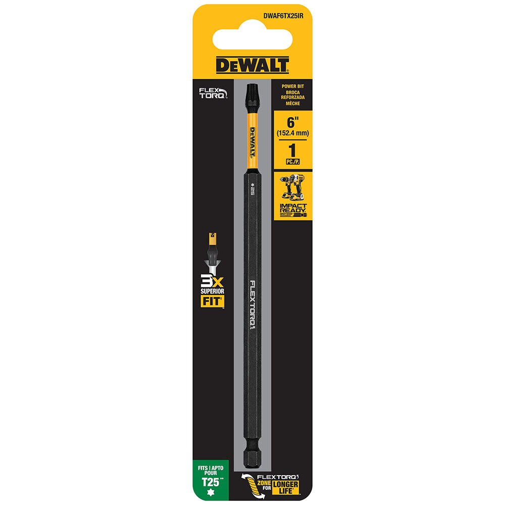 DeWalt DWAF6TX25IR T25 FLEXTORQ 1Pc 1/4 x 6in Impact Driver Bit