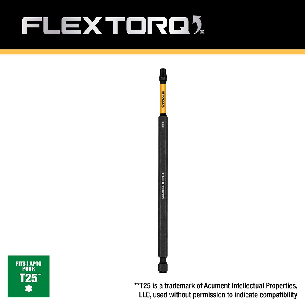 DeWalt DWAF6TX25IR T25 FLEXTORQ 1Pc 1/4 x 6in Impact Driver Bit