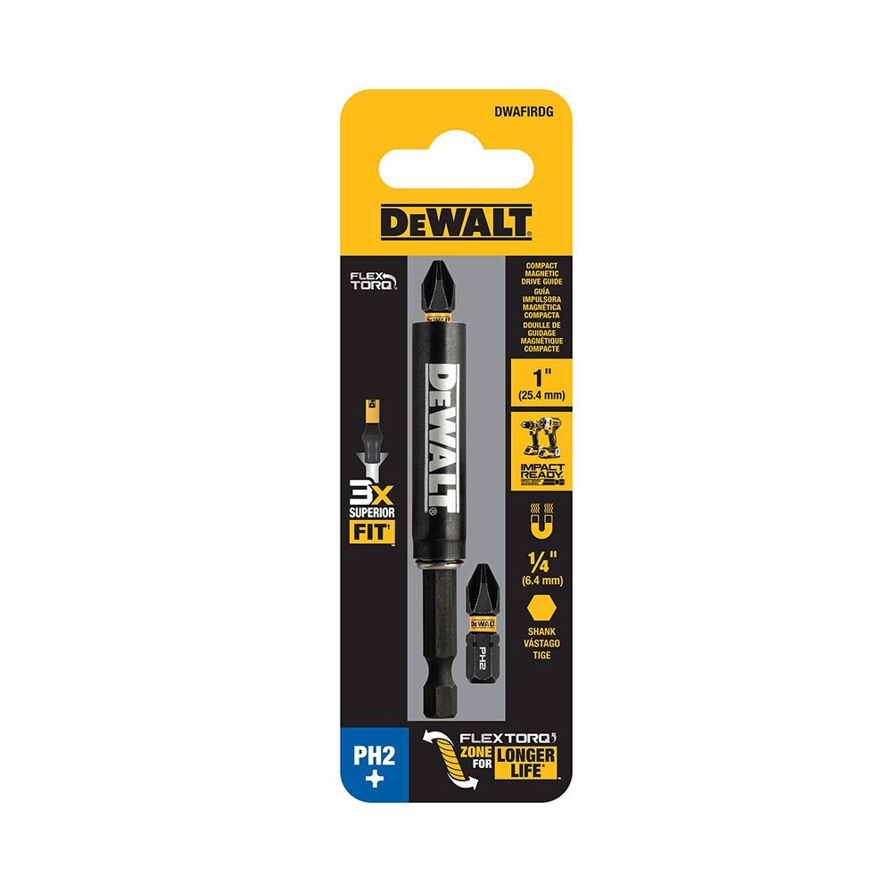 DeWalt DWAFIRDG PH2 FLEXTORQ  1/4 x 1in Impact Driver Bits w/ Drive Guide, 2-Pack