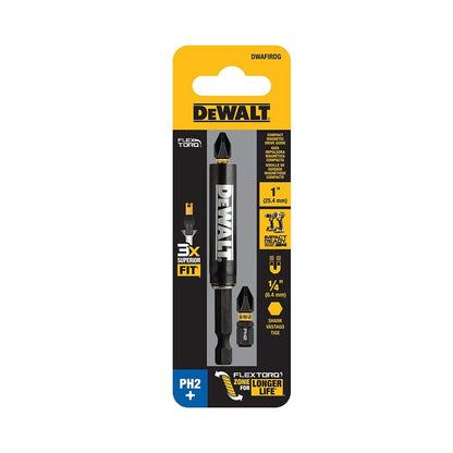 DeWalt DWAFIRDG PH2 FLEXTORQ  1/4 x 1in Impact Driver Bits w/ Drive Guide, 2-Pack