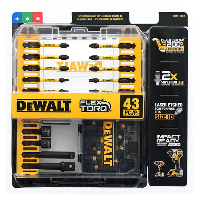 DeWalt DWAFT43SET FLEXTORQ Impact Driver Bit Set w/ Case, 43-Pack