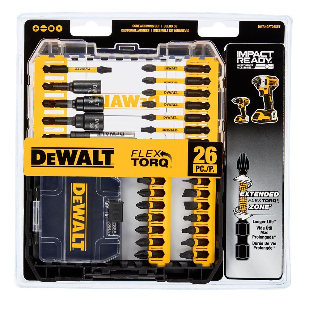 DeWalt DWANGFT26SET FLEXTORQ Impact Driver Bit Set w/ Case, 26-Pack