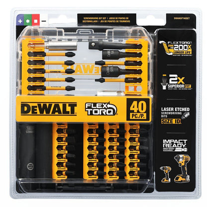 DeWalt DWANGFT40SET FLEXTORQ Impact Driver Bit Set w/ 2 Sockets, 40-Pack