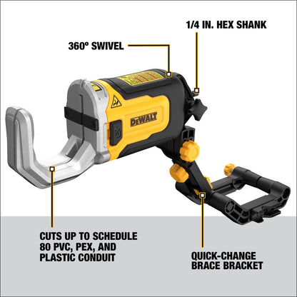 DeWalt DWAPVCIR Impact Connect PVC and PEX Cutting Attachment for Impact Driver Up to 2" Capacity Sch 40 and 80 PVC