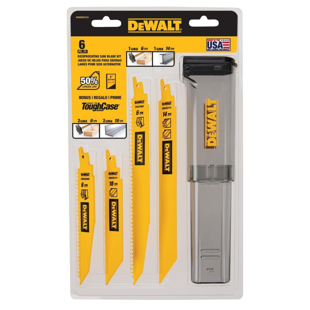DeWalt DWAR6SETCS 6-Piece 1" Recip Saw Blade Kit