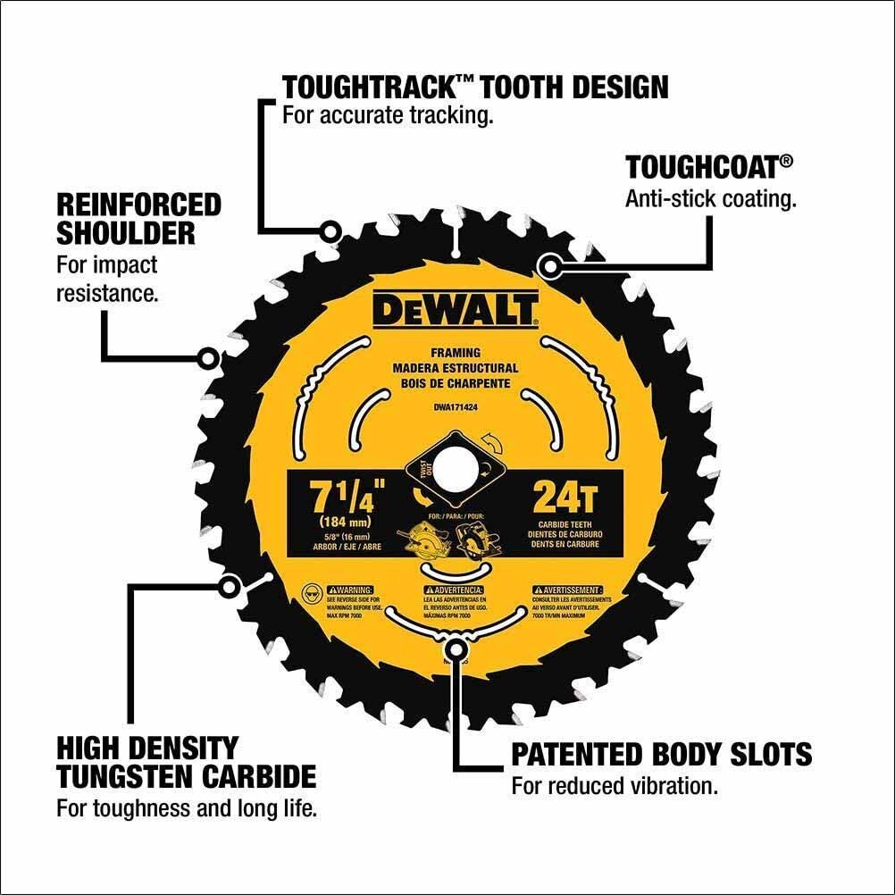 DeWalt DWAW71424B10 7-1/4" 24T Elite Series Saw Blade 10 Pack