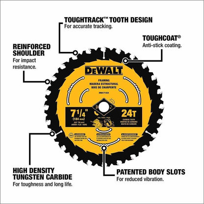 DeWalt DWAW71424B10 7-1/4" 24T Elite Series Saw Blade 10 Pack