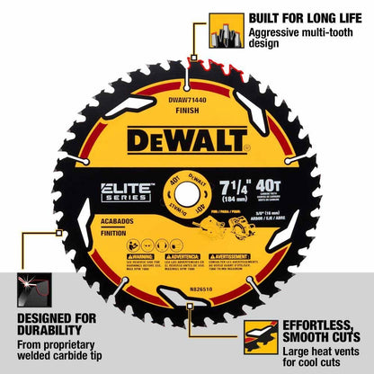 DeWalt DWAW71440 7-1/4" 40T Elite Series Saw Blade