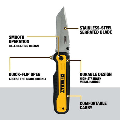 DeWalt DWHT10994 Tanto Stainless Steel and Beveled Edge Blade Pocket Knife