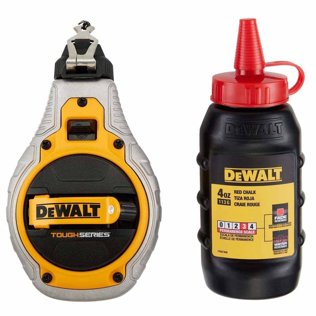 DeWalt DWHT48335RC TOUGHSERIES Chalk Reel Kit- 6:1 Gear System/Red Chalk for High-Visibility Marking