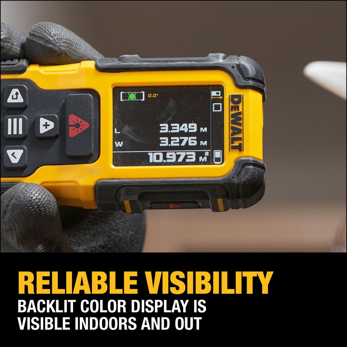 DeWalt DWHT78200 200 ft Lithium-Ion Laser Distance Measurer with Backlit Rotating Display and IP65 Rating