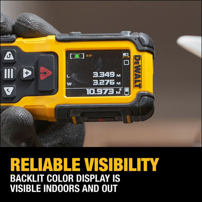 DeWalt DWHT78200 200 ft Lithium-Ion Laser Distance Measurer with Backlit Rotating Display and IP65 Rating