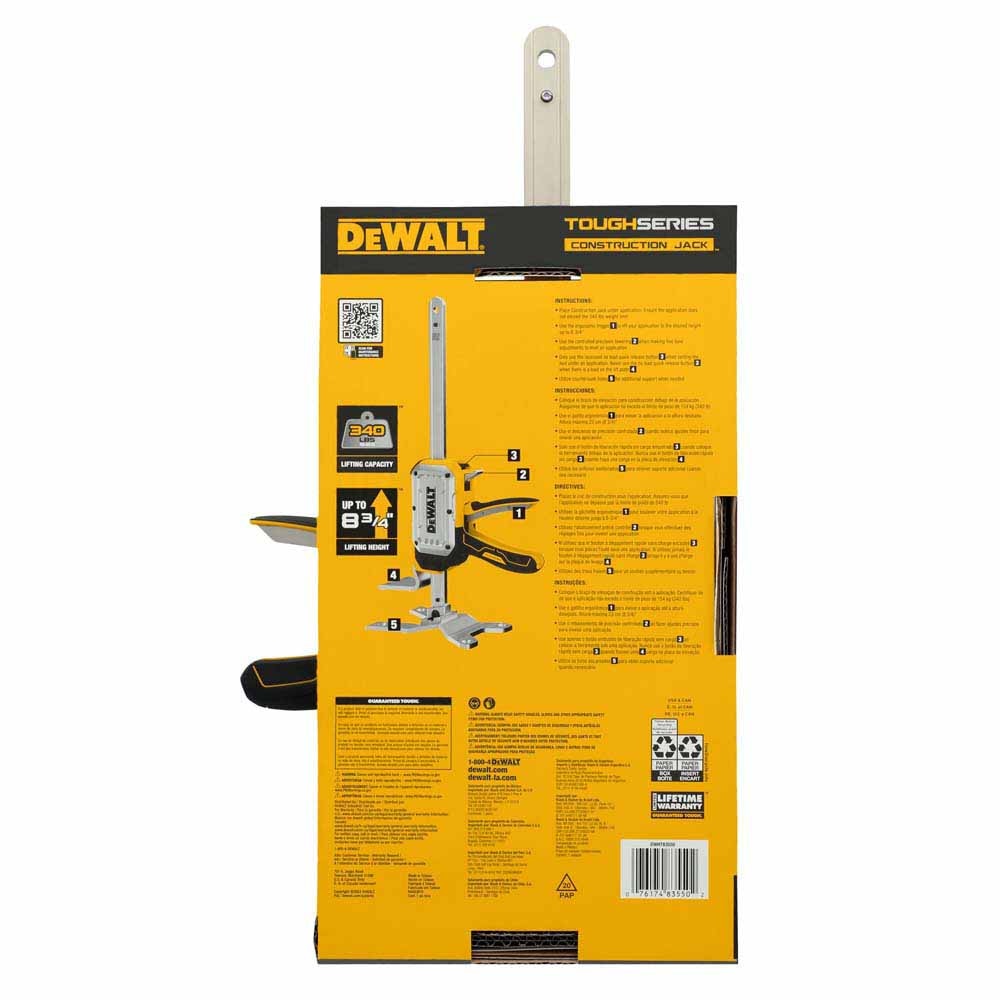 DeWalt DWHT83550 ToughSeries 8-3/4 in.Lift Height ,  340 lb. Capacity Construction Jack