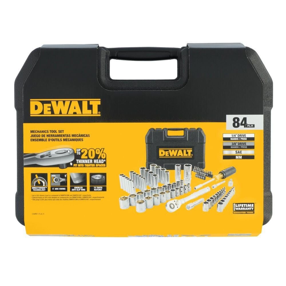 DeWalt DWMT45424 84-Piece 1/4 in. and 3/8 in. Drive Mechanics Tool Set