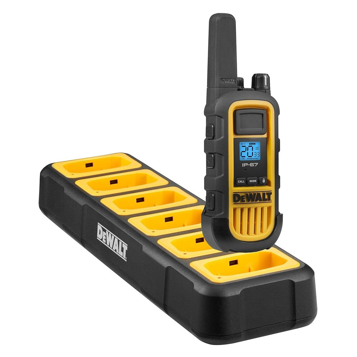 DeWalt DXFRS800-BCH6 2 Watt Heavy Duty Waterproof Shock Resistant Long Range Rechargeable Two-Way Radios with VOX (6 Pack with Gang Charger)
