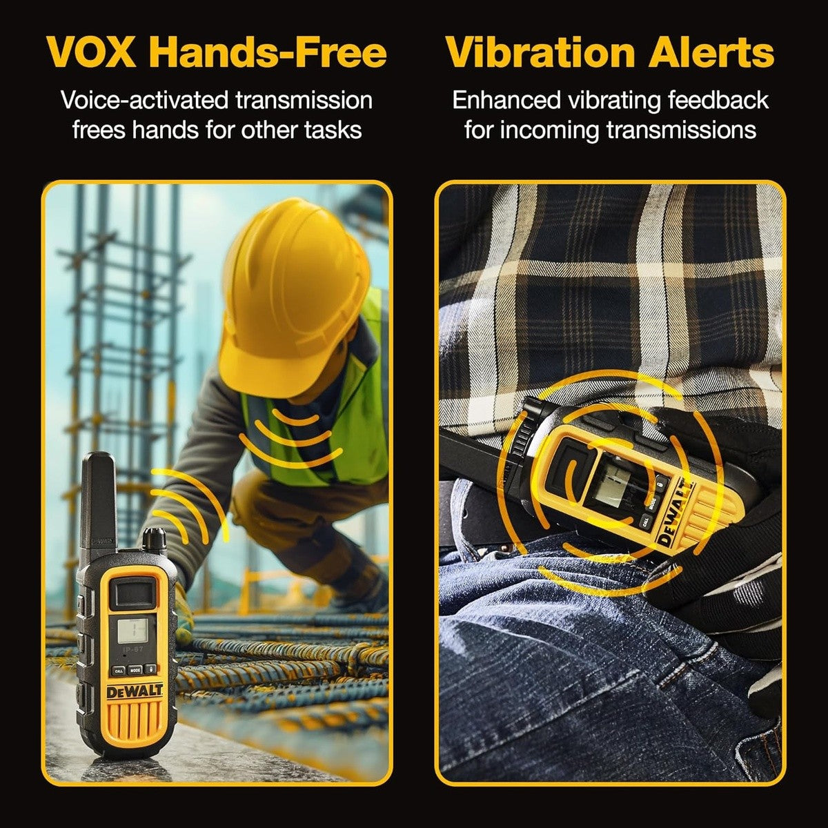 DeWalt DXFRS800-BCH6 2 Watt Heavy Duty Waterproof Shock Resistant Long Range Rechargeable Two-Way Radios with VOX (6 Pack with Gang Charger)