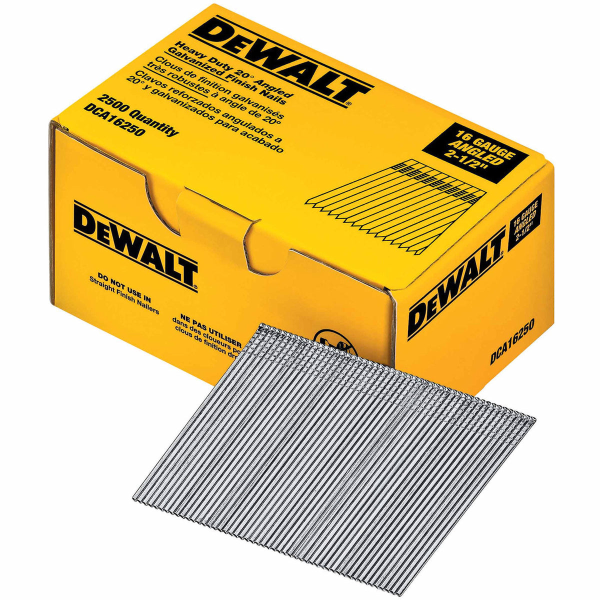 DeWalt DCA16250 2-1/2" Heavy Duty 20-Degree Angled Galvanized Finish Nails