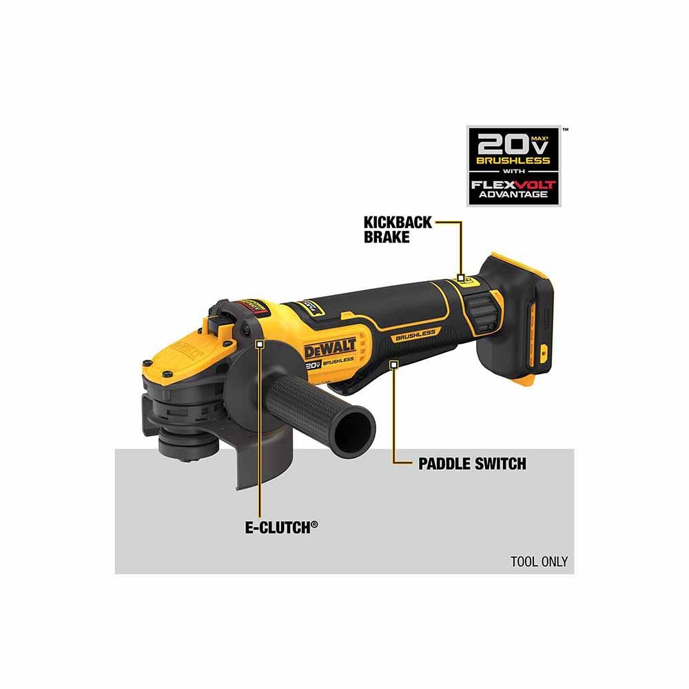 DeWalt DCG416B 20V MAX FLEXVOLT 4-1/2"-5" Paddle Switch Small Angle Grinder
