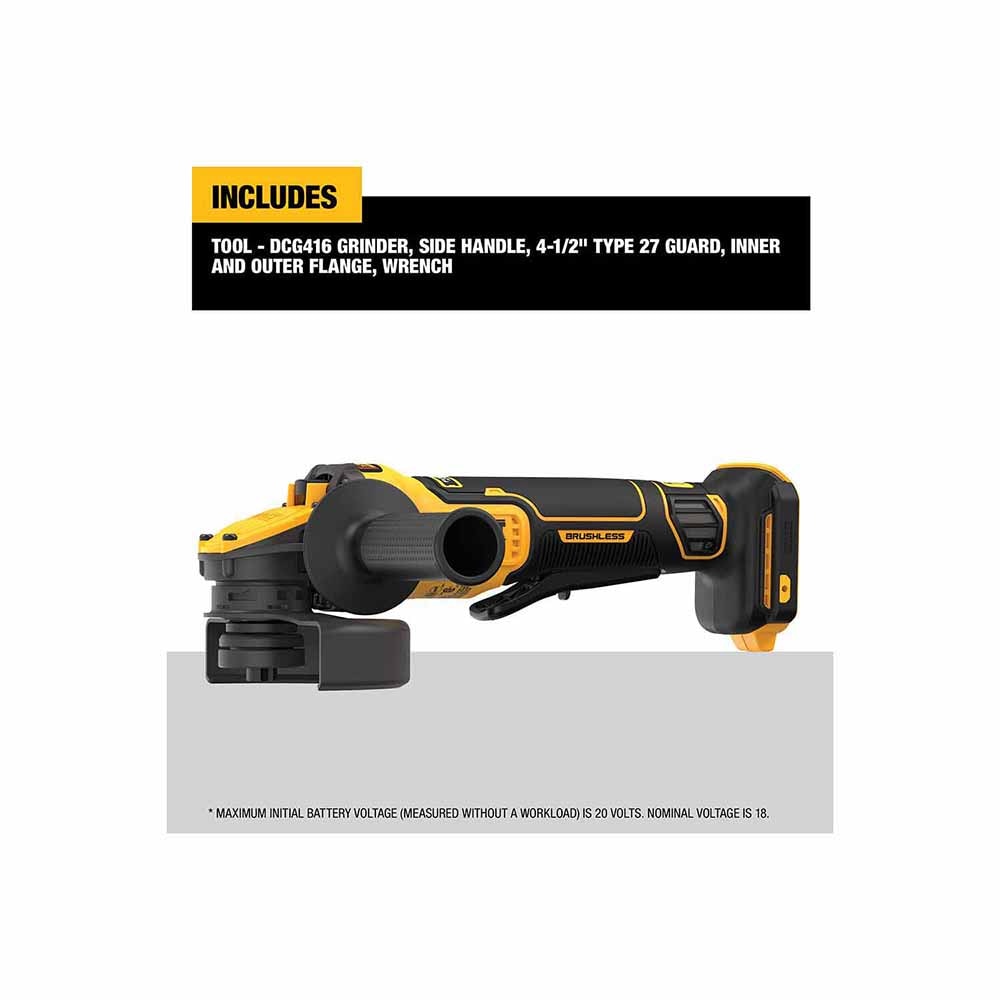DeWalt DCG416B 20V MAX FLEXVOLT 4-1/2"-5" Paddle Switch Small Angle Grinder