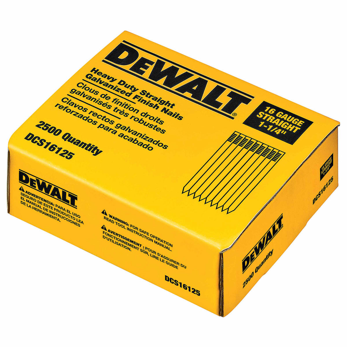 DeWalt DCS16125 1-1/4" 16 Gauge Heavy-Duty Straight Finish Nails