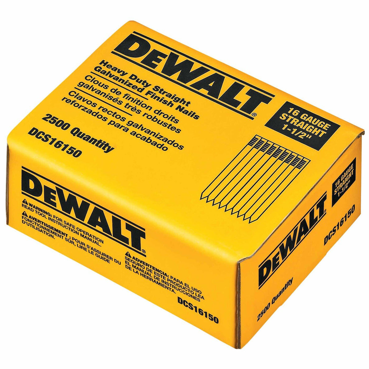 DeWalt DCS16150 1-1/2" 16 Gauge Heavy-Duty Straight Finish Nails