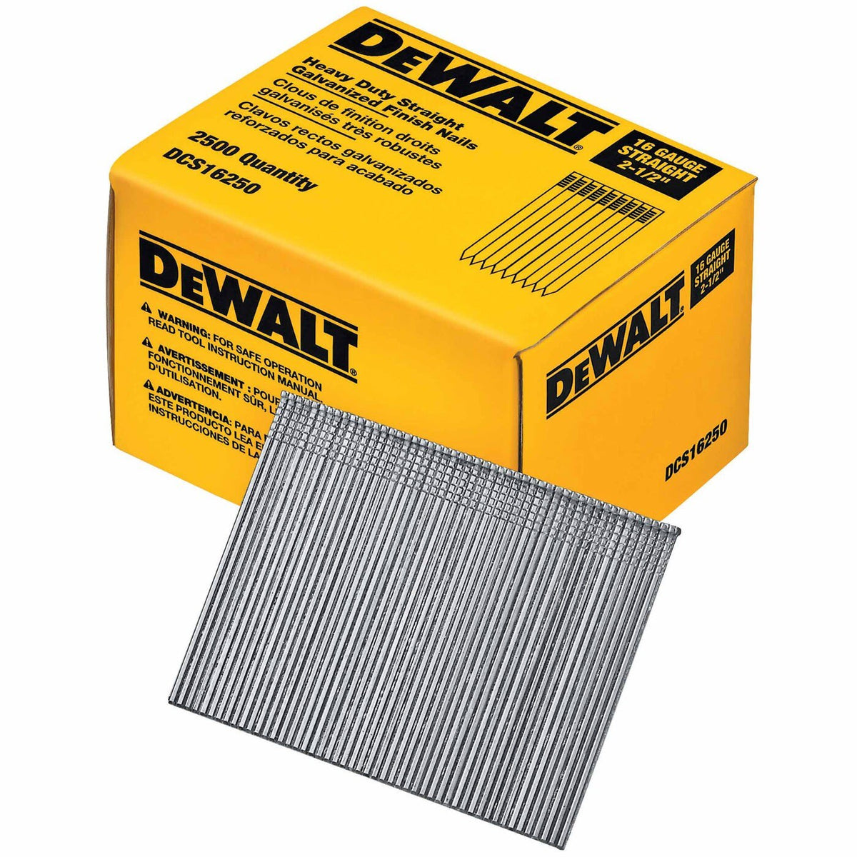 DeWalt DCS16250 2-1/2" 16 Gauge Heavy-Duty Straight Finish Nails