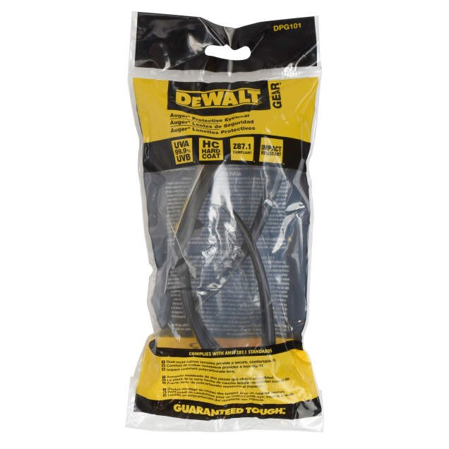 Dewalt DPG101-2D Auger Safety Glasses, Black Frame, Smoke Lens
