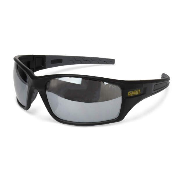 Dewalt DPG101-6D Auger Safety Glasses, Black Frame, Silver Mirror Lens