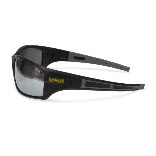 Dewalt DPG101-6D Auger Safety Glasses, Black Frame, Silver Mirror Lens