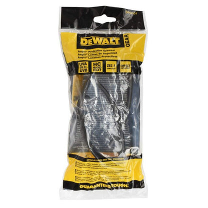 Dewalt DPG101-6D Auger Safety Glasses, Black Frame, Silver Mirror Lens