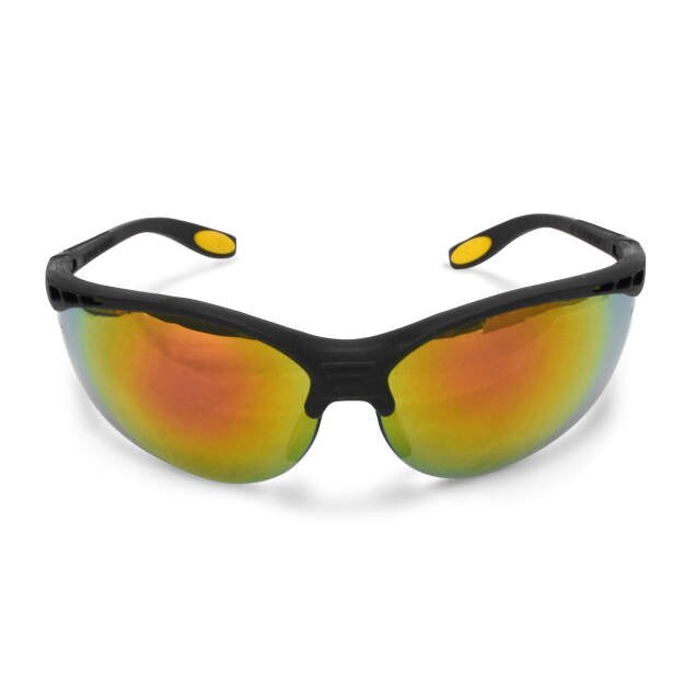 Dewalt DPG58-6D Reinforcer Safety Glasses, Black Frame, Fire Mirror Lens