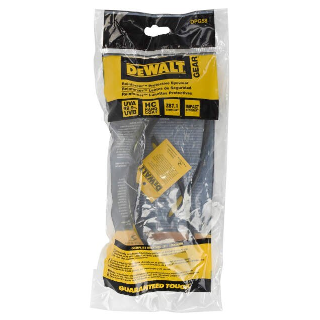 Dewalt DPG58-6D Reinforcer Safety Glasses, Black Frame, Fire Mirror Lens
