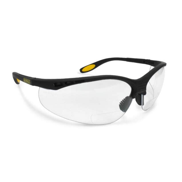 Dewalt DPG59-130D Reinforcer RX Glasses, Black Frame, Clear Lens, 3.0 Diopter
