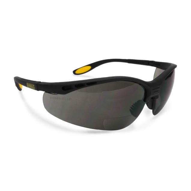 Dewalt DPG59-215D Reinforcer RX Glasses, Black Frame, Smoke Lens, 1.5 Diopter