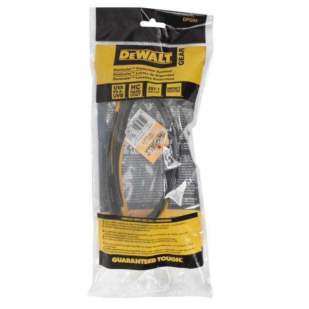 Dewalt DPG94-9D Dominator Safety Glasses, Black / Yellow Frame, I/O Lens