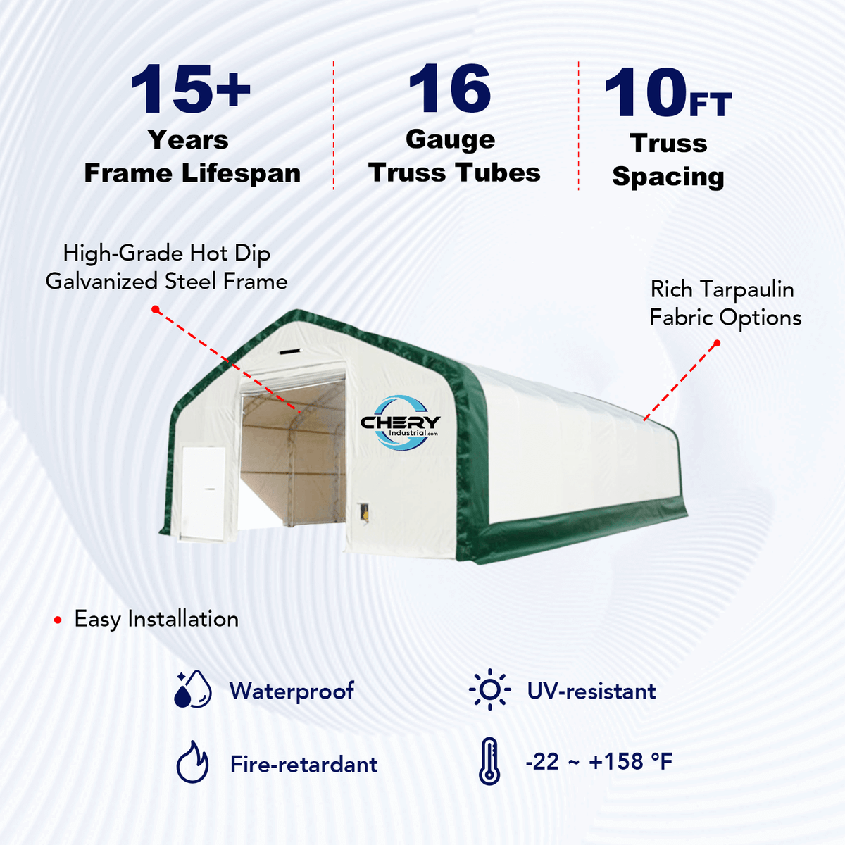 W 30FT x L 60FT x H 20FT Double Truss Storage Shelter
