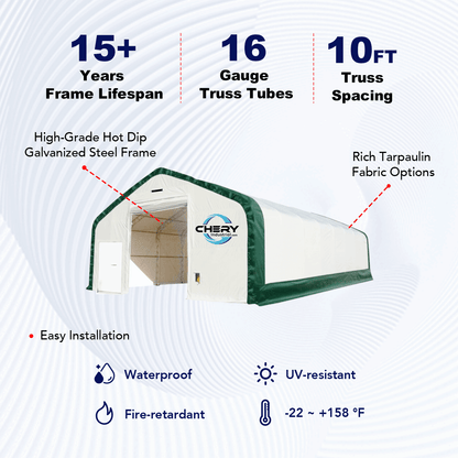 W 30FT x L 80FT x H 20FT Double Truss Storage Shelter