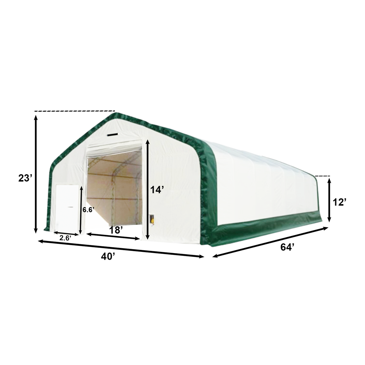 W 40FT x L 64FT x H 23FT Double Truss Storage Shelter