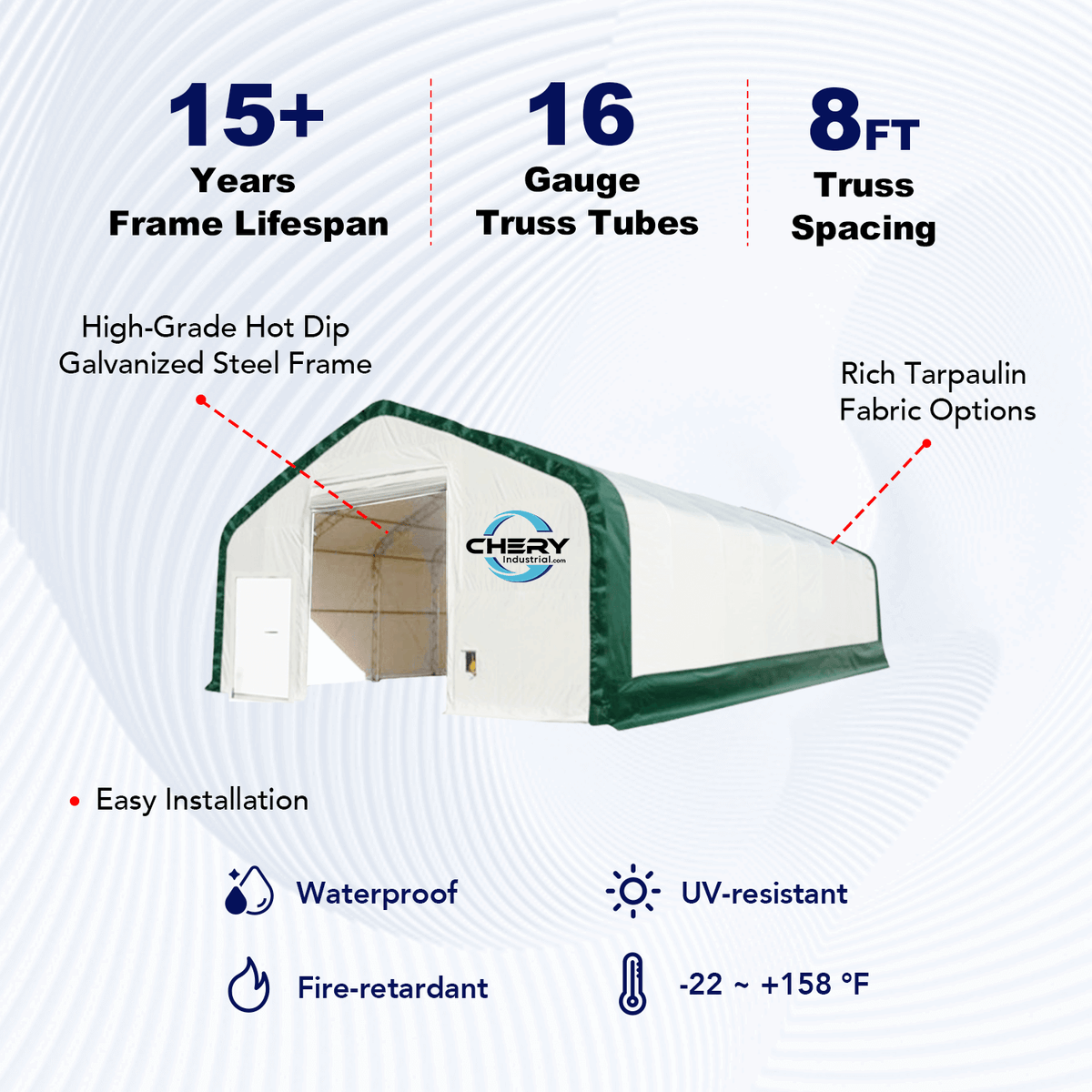 W 40FT x L 80FT x H 23FT Double Truss Storage Shelter