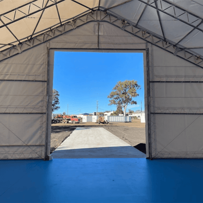 W 50FT x L 100FT x H 23FT Double Truss Storage Shelter