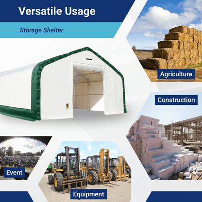 W 20FT x L 33FT x H 16FT Double Truss Storage Shelter