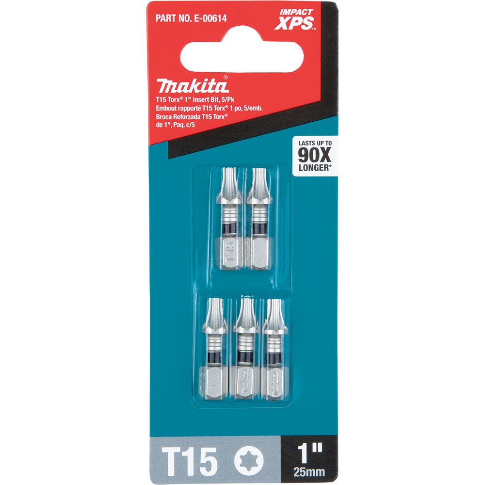 Makita E-00614 Impact XPS T15 Torx 1" Insert Bit, 5 Pack
