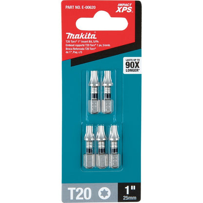 Makita E-00620 Impact XPS T20 Torx 1" Insert Bit, 5 Pack
