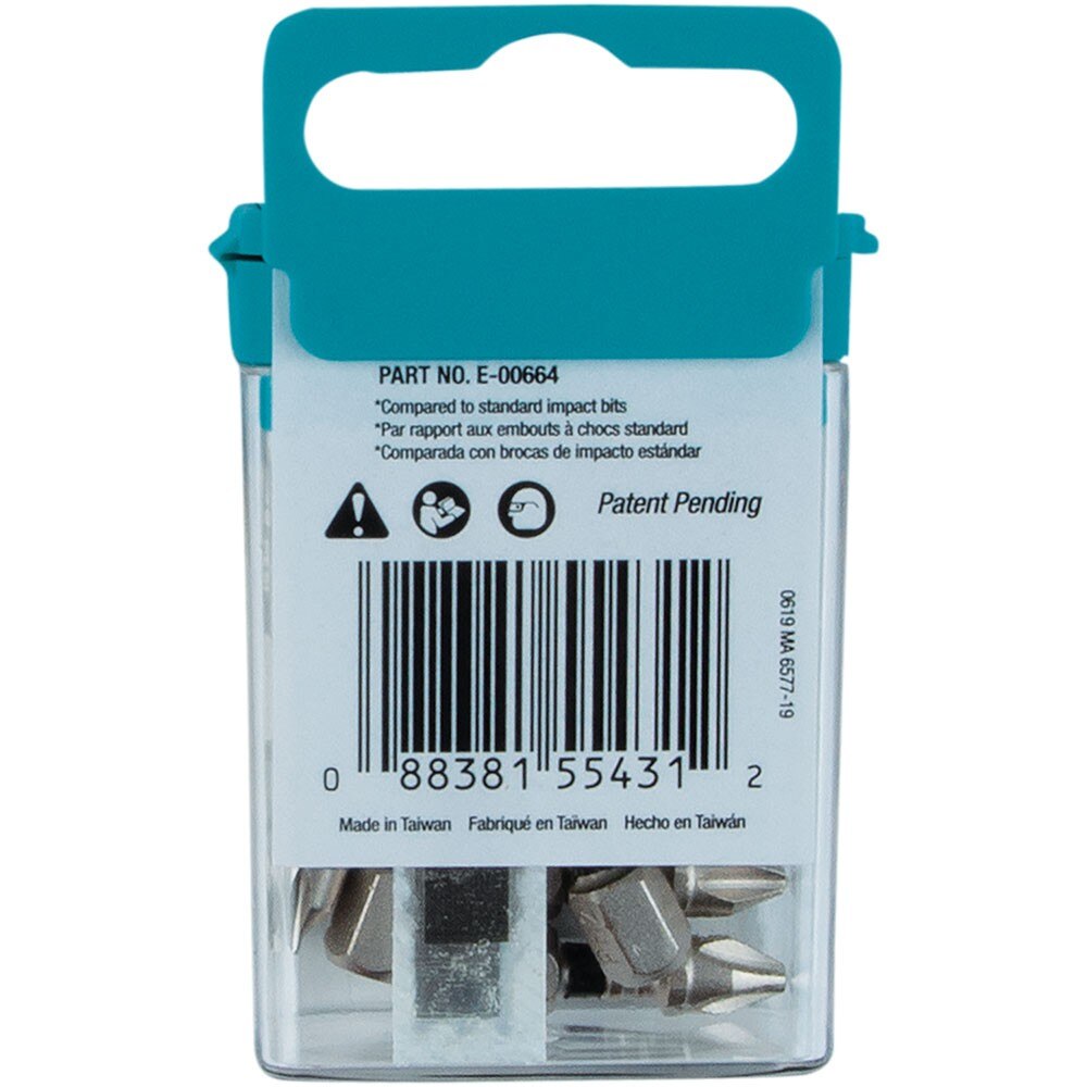 Makita E-00664 Impact XPS #2 Phillips 1" Insert Bit, 15 Pack
